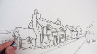 How to Draw a Cottage House in TwoPoint Perspective [upl. by Nichy]