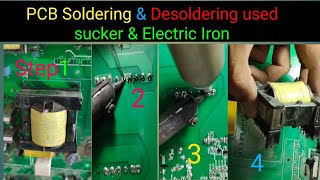 how to pcb board solder amp desolder iron Electronic card ferrite core transformer remove without air [upl. by Konyn513]