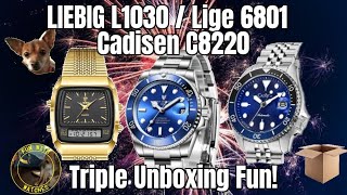 LIEBIG L1030 Lige 6801 Cadisen C8220 Watch Triple Unboxing Fun [upl. by Erialb]