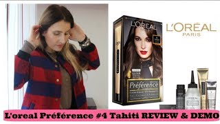 LOREAL RECITAL PREFERENCE 4 TAHITI REVIEW amp DEMO  DARK NATURAL BROWN [upl. by Lem871]