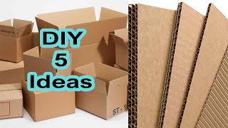 DIY  5 Low Cost Cardboard Crafts  Amazing Cardboard Crafts Ideas [upl. by Gnut]