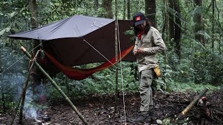 SOLO BUSHCRAFT OVERNIGHT  Hujan Sepanjang Hari ShortVersion [upl. by Ollecram109]