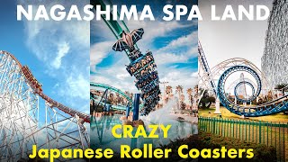 Nagashima Spa Land Nagoya  CRAZY Japanese Roller Coasters [upl. by Jarus]