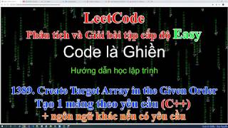 288  LeetCode  Easy  C 1389 Create Target Array in the Given Order Tạo 1 mảng theo yêu cầu [upl. by Blaseio]