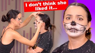 Doing My Twin’s Halloween Makeup  Merrell Twins [upl. by Nebur]