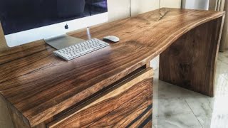 How to make a table Live edge modern epoxy desk [upl. by Aleit]