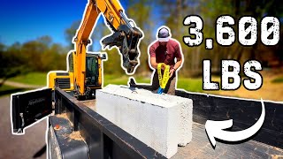 Can A 6 Ton Mini Excavator Lift These Concrete Blocks [upl. by Jeffy]