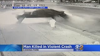 Violent Fatal Crash In Canoga Park Caught On Video [upl. by Eisse]