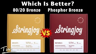 Stringjoy 8020 Bronze vs Stringjoy Phosphor Bronze Acoustic Guitar Strings Demo [upl. by Nelg678]