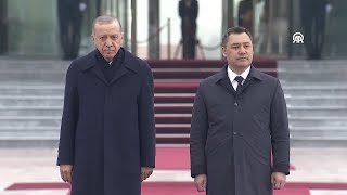 President Erdogan welcomed with an official ceremony in Kyrgyzstan [upl. by Atsira]