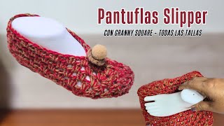 Zapato Slipper a Dos Agujas con Granny Square Camuflado – Tejidos a Crochet [upl. by Khosrow]