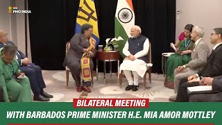 PM Narendra Modi holds bilateral meeting with Barbados Prime Minister HE Mia Amor Mottley [upl. by Aicekan]