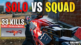 REVIEW DA M13 ESTRELA DA MANHÃ NO SOLO VS SQUAD 33 KILLS  COD MOBILE  BATTLE ROYALE [upl. by Nerradal]