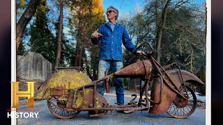 American Pickers Mike Buys a Banged Up 1941 Indian Four Season 24 [upl. by Sidoney]