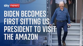 Watch live Biden speaks to media after becoming the first sitting US President to visit the Amazon [upl. by Neirol]