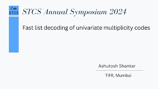 Fast list decoding of univariate multiplicity codes [upl. by Ulrich]