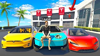 Stealing EVERY TESLA From DEALERSHIP In GTA 5 Roleplay [upl. by Nikolai]