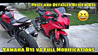 Yamaha R15 v4 Full Modifications 🔥Most Decent Modified R15 v4 in india❤️ [upl. by Gino]