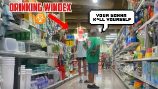 Drinking Windex Prank Toxic⚠️ youtube funny prank viralvideo shorts [upl. by Ahsiekel]