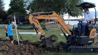 Drainage without much slope Digging a Trench with MiniExcavator [upl. by Assyral122]