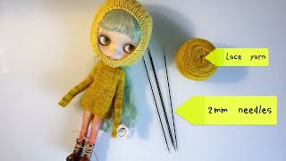 💜How to knit Blythe doll sweater  knitting doll sweater 🙄 [upl. by Dnumde]