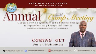 22092024 RSA 2024 Camp meeting Soweto HQ Evangelical Service by Pastor MADZVAMUSE  COMING OUT [upl. by Luht371]