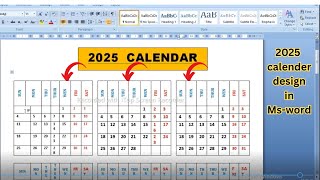 Complete 2025 calendars design tutorial in Ms word [upl. by Aitan]