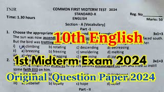 10th english first mid term question paper 2024  10th english 1st mid term question paper 2024 [upl. by Htevi43]