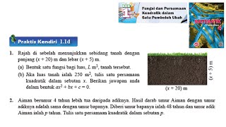 KSSM Matematik Tingkatan 4 Bab 1 Fungsi dan persamaan kuadratik dalam praktis kendiri 11d no1 no2 [upl. by Shanahan]