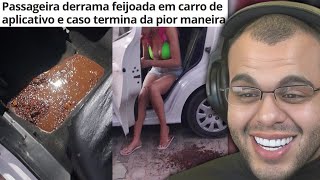 PASSAGEIRA DERRAMA FEIJOADA NO CARRO DO UBER AGRIDE O MOTORISTA E CHAMA A POLÍCIA [upl. by Feucht575]