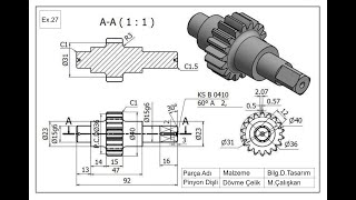 Solidworks Part Modeling Uygulama 27 Makine Elemanları [upl. by Arahas]