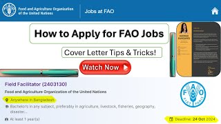 FAO Field Facilitator Job Application Cover Letter Writing Made Easy [upl. by Brubaker]