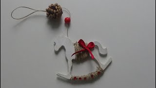 Decorar un caballo balancín de madera para colgar Adornos de Navidad Silvys handmade [upl. by Acinoreb]