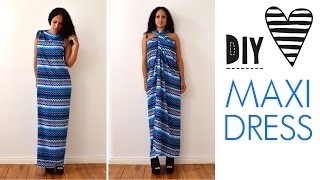 DIY no sew MAXI DRESS in 5 minutes  quick amp easy  how to  tutorial [upl. by Marzi]