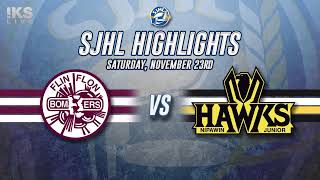 HIGHLIGHTS Flin Flon Bombers at Nipawin Hawks  Nov 23 2024 [upl. by Ramalahs]