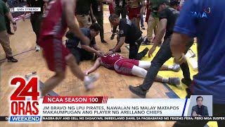 JM Bravo ng LPU Pirates nawalan ng malay matapos makaumpugan ang player ng  24 Oras Weekend [upl. by Kiehl2]