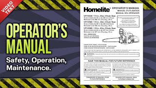 Operators Manual Homelite Chain Saw UT10548 UT10568 UT10588 988000561R3 [upl. by Massimiliano]