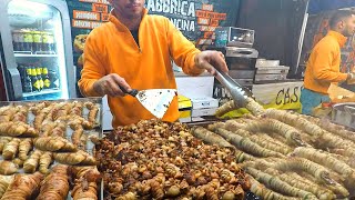 Best Street Food from Palermo Sicily Stigghiola Pani ca meusa and Panella Italy Food Fest [upl. by Ahsiret913]