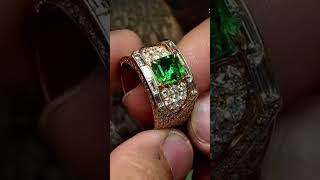 TRV116 mensjewelry emerald diamond jewellery ring [upl. by Eissim256]