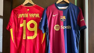 New FC Barcelona Home Kit amp Spain EURO 2024 Kit  Minejerseys Video Review [upl. by Faunia]