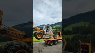 Mobile walking excavator climb on small truck ytshort shortvideo viralshort [upl. by Barbabas]