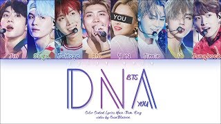 BTS 「DNA」 8 Members ver Color Coded Lyrics HanRomEng [upl. by Dohsar]