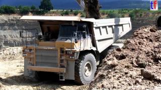 BIG BIG Caterpillar 775D Mining Truck in a Quarry  Steinbruch Germany 2014 [upl. by Etiuqal]