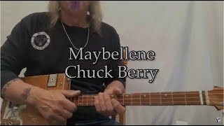 Maybellene Chuck Berry Easy Beginner one finger lesson for 3 string Cigar Box Guitar [upl. by Eelano]