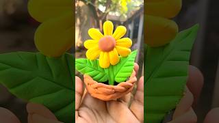 play flower basket making idea easy clay claycraft clayflowerart clayartidea clayvedio [upl. by Nnayar454]