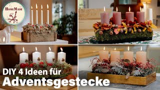 DIY  4 Ideen für längliche Adventsgestecke  einfache und natürliche Adventsdeko selber machen [upl. by Drehcir]