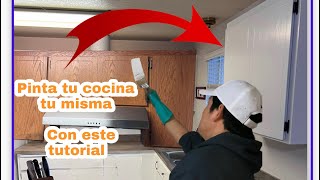 Cómo pintar gabinetes de cocina con brocha y rodillo proceso completo y materiales [upl. by Yroj]