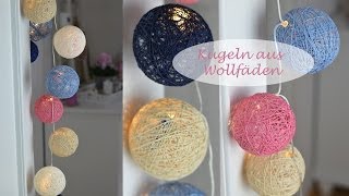 DIY  Kugeln für Lichterketten aus Wolle oder Häkelgarn  Cotton Balls [upl. by Lief650]