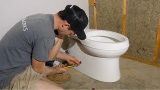 Toilet Install on a Concrete Slab starttofinish [upl. by Sualocin220]