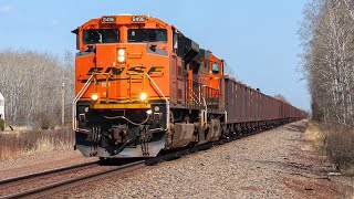 BNSF 8496 West  Taconite Empties  BNSF Lakes Sub  Dewey Wisconsin [upl. by Dhruv]